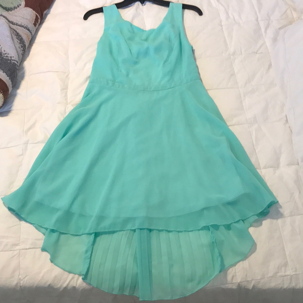 mint green hi-low dress